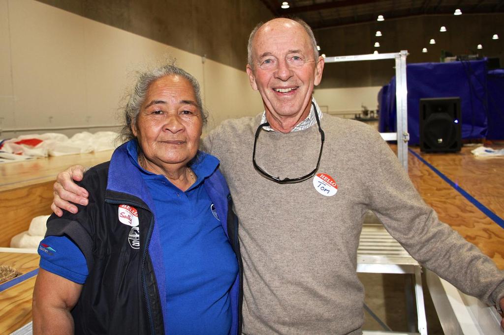 Founder Tom Schnackenberg with Sally, North sails longest serving employee  - North Sails NZ Loft opening - July 15, 2016 © Richard Gladwell www.photosport.co.nz